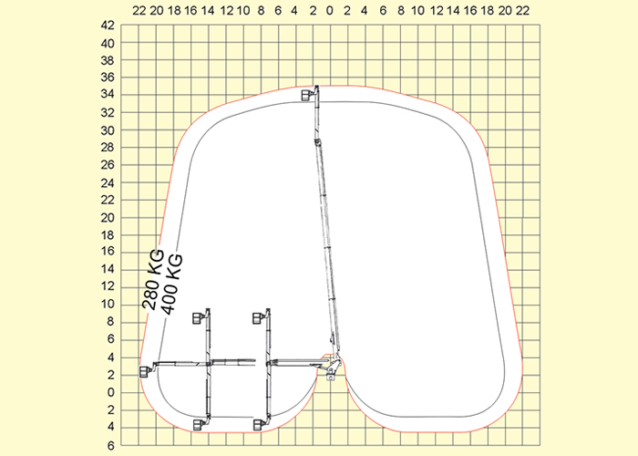 schemat zasięgu ramienia podnośnika 35TJ