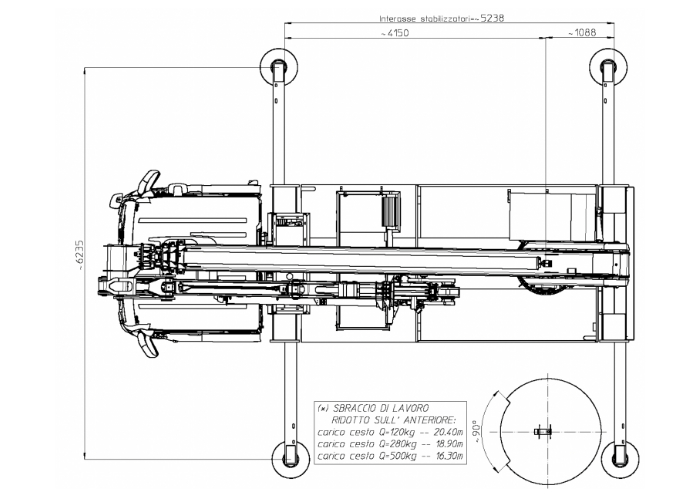 schemat wymiarów z góry MJ375